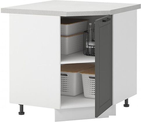 Шкаф напольный Mio Tesoro Альфа ШНУ 850 угловой (белый/холст вулкан)