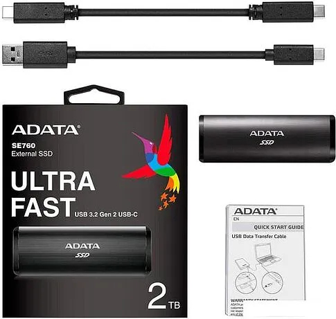 Внешний накопитель A-Data SE760 512GB ASE760-512GU32G2-CBK (черный)