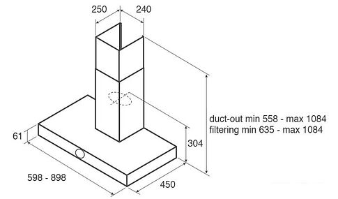 Кухонная вытяжка Jetair Touch BL/A/60 PRF0099977A