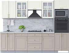 Готовая кухня Интерлиния Мила Шато 2.8В (белый/луна/серый каспий)