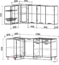 Готовая кухня Интерлиния Мила 12x18 без столешницы (серебристый/антрацит)