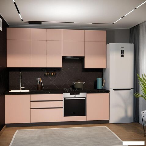 Готовая кухня ВерсоМебель Эко Премиум 2.6 (пудровый/ст. тунис)