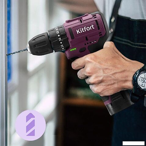 Ударная дрель-шуруповерт Kitfort KT-6505 (с 1-им АКБ)