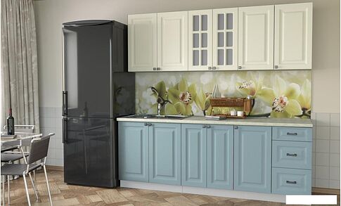 Кухня Интерлиния Мила Деко 2.2 А (слоновая кость/океан/опал светлый)