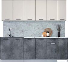 Готовая кухня Интерлиния Мила Лайт 2.3 (персидский жемчуг/бетон портленд/серый каспий)