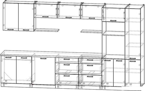Готовая кухня Интерлиния Мила Лайт 3.6-ПМ1 (бетон портленд/бетон портленд/дуб бунратти)
