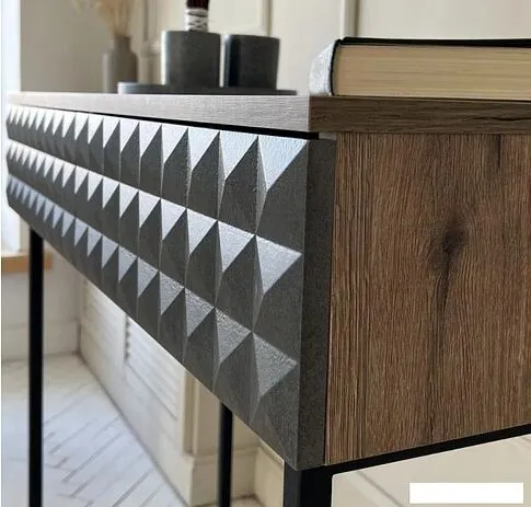 Консольный стол Shtabe Simple 7011 эко (графит/дуб веллингтон/черный)