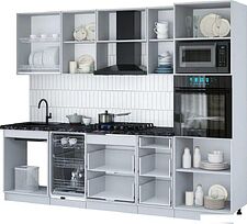 Готовая кухня Интерлиния Мила Gloss 2.65-ПМ3 (красный глянец/красный глянец/кастилло темный)