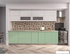 Кухня Интерлиния Мила Матте 3.0 А (белый/мята/опал светлый)