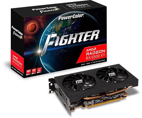 Видеокарта PowerColor Fighter Radeon RX 6500 XT 4GB GDDR6 AXRX 6500 XT 4GBD6-DH/OC