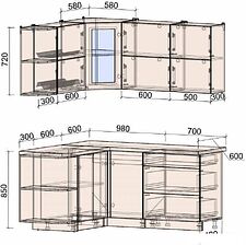 Угловая кухня Интерлиния Мила Матте 1.5x1.7 А левая (белый/луна/опал светлый)