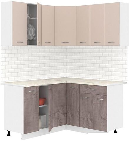 Готовая кухня Кортекс-мебель Корнелия Лира 1.5x1.5 (капучино/оникс/королевский опал)