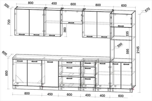 Готовая кухня Интерлиния Мила Лайт 3.25-ПМ3 (белый платинум/белый платинум/кастилло темный)