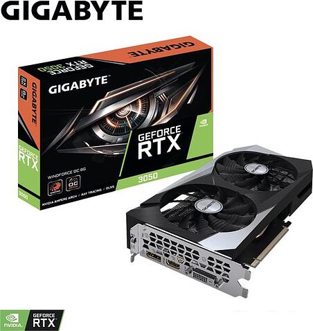 Видеокарта Gigabyte GeForce RTX 3050 WindForce OC 8G GV-N3050WF2OC-8GD