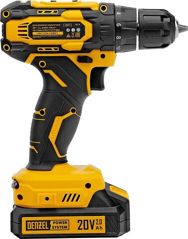 Дрель-шуруповерт Denzel CDQ-20 (с 2-мя АКБ, кейс)