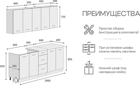 Готовая кухня Кортекс-мебель Корнелия Лира 2.0 (белый/орех элия/мадрид)