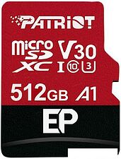 Карта памяти Patriot microSDXC EP Series PEF512GEP31MCX 512GB (с адаптером) Карта памяти Patriot microSDXC EP Series PEF512GEP31MCX 512GB (с адаптером)