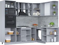 Готовая кухня Интерлиния Мила Лайт 1.68x2.4 правая (белый платинум/дуб веллингтон/белый гранит) Готовая кухня Интерлиния Мила Лайт 1.68x2.4 правая (белый платинум/дуб веллингтон/белый гранит)