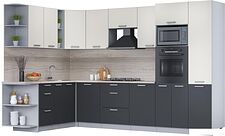 Готовая кухня Интерлиния Мила Лайт 1.88x3.2 левая (персидский жемчуг/антрацит/травертин серый)