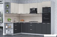 Готовая кухня Интерлиния Мила Лайт 1.68x2.8 левая (персидский жемчуг/антрацит/травертин серый)