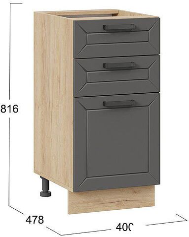 Шкаф напольный Трия Лорас 1Н4Я3 (дуб крафт золотой/холст вулкан)