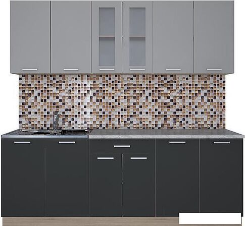 Готовая кухня Интерлиния Мила 22 (антрацит/серебро)