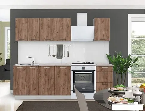 Готовая кухня Артём-Мебель Оля СН-114 без стекла ДСП 1.8м (дуб крафт табачный)