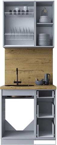 Готовая кухня Интерлиния Мила Шато 0.8А (мята/мята/дуб бунратти)