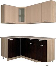 Готовая кухня Интерлиния Мила 12x18 (дуб молочный/дуб венге) Готовая кухня Интерлиния Мила 12x18 (дуб молочный/дуб венге)