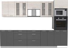 Готовая кухня Интерлиния Мила 3.0 ВТ без столешницы (вудлайн кремовый/антрацит)