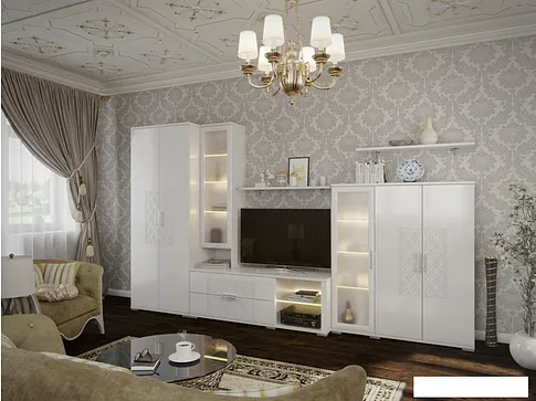 Тумба Rinner Тиффани М03 ТВ (белый текстурный)