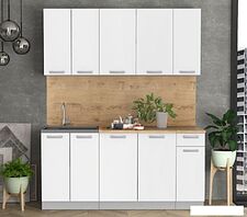 Готовая кухня Интерлиния Мила Лайт 1.7-60 (белый платинум/белый платинум/дуб бунратти)