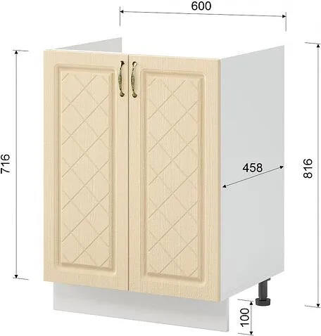 Шкаф напольный Mio Tesoro Модена ШНМ 600 (белый/дуб ваниль)