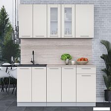 Готовая кухня Интерлиния Мила 16-60 (персидский жемчуг/персидский жемчуг/травертин серый)