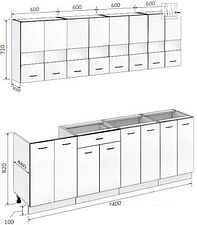 Кухня Кортекс-мебель Корнелия Экстра 2.4 без столешницы (дуб сонома)