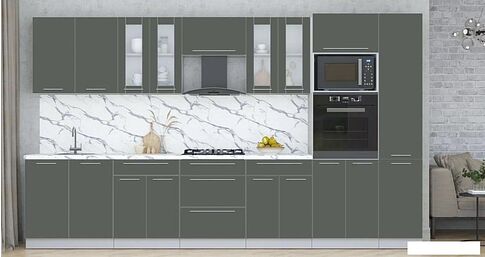 Кухонный модуль Интерлиния Мила Пластик 3.6 (шторм/шторм/белый гранит)