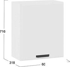 Шкаф навесной Трия Тиана 1В6 с одной дверью (белый/белый супермат)