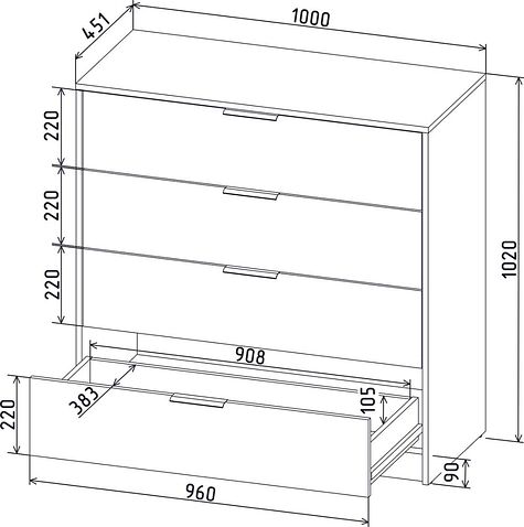 Комод Интерлиния Концепт КТ-К100 Глосс (белый платинум/дуб серый)