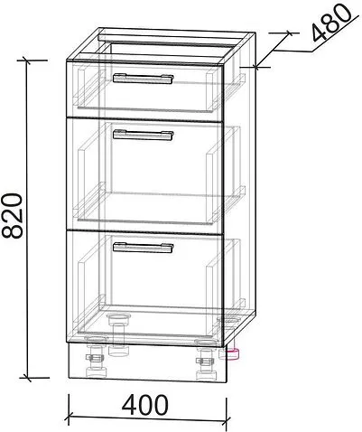Шкаф напольный Интерлиния Компо НШ40рш3 1м+2б (бетон лайт)