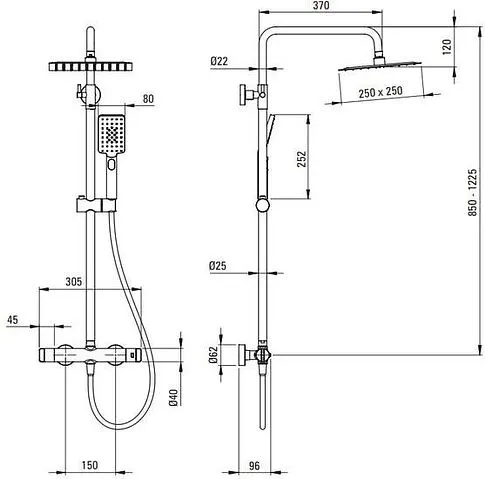 Душевая система  Deante Titanium NAC_D4HT