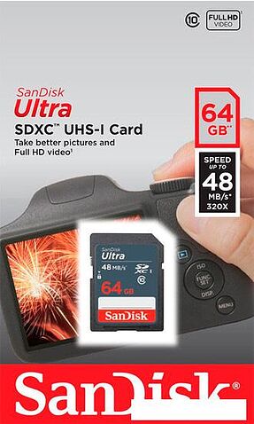 Карта памяти SanDisk Ultra SDXC Class10 64GB [SDSDUNB-064G-GN3IN]