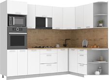 Готовая кухня Интерлиния Мила Лайт 1.68x2.6 правая (белый платинум/белый платинум/дуб бунратти) Готовая кухня Интерлиния Мила Лайт 1.68x2.6 правая (белый платинум/белый платинум/дуб бунратти)
