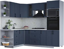 Готовая кухня Интерлиния Тренд 1.68x2.4 ВТ левая (индиго/индиго/опал светлый)