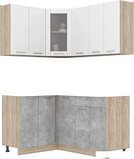 Готовая кухня Интерлиния Мила 12x16 без столешницы (белый платинум/бетон)