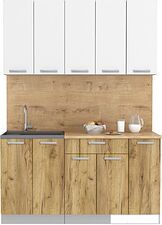 Готовая кухня Интерлиния Мила Лайт 1.5 (белый платинум/дуб золотой/дуб бунратти)