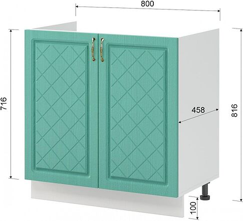 Шкаф напольный Mio Tesoro Модена ШНМ 800 (белый/дуб бирюзовый)