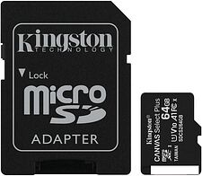 Карта памяти Kingston Canvas Select Plus microSDXC 64GB (с адаптером) Карта памяти Kingston Canvas Select Plus microSDXC 64GB (с адаптером)