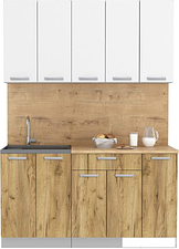 Готовая кухня Интерлиния Мила Лайт 1.5 (белый платинум/дуб золотой/дуб бунратти)