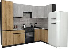 Готовая кухня ВерсоМебель Эко-8 1.2x2.7 правая (бетонный камень/дуб эвок прибрежный/ст.альберика)