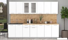 Готовая кухня Интерлиния Мила 28 (белый платинум/белый платинум/дуб бунратти)